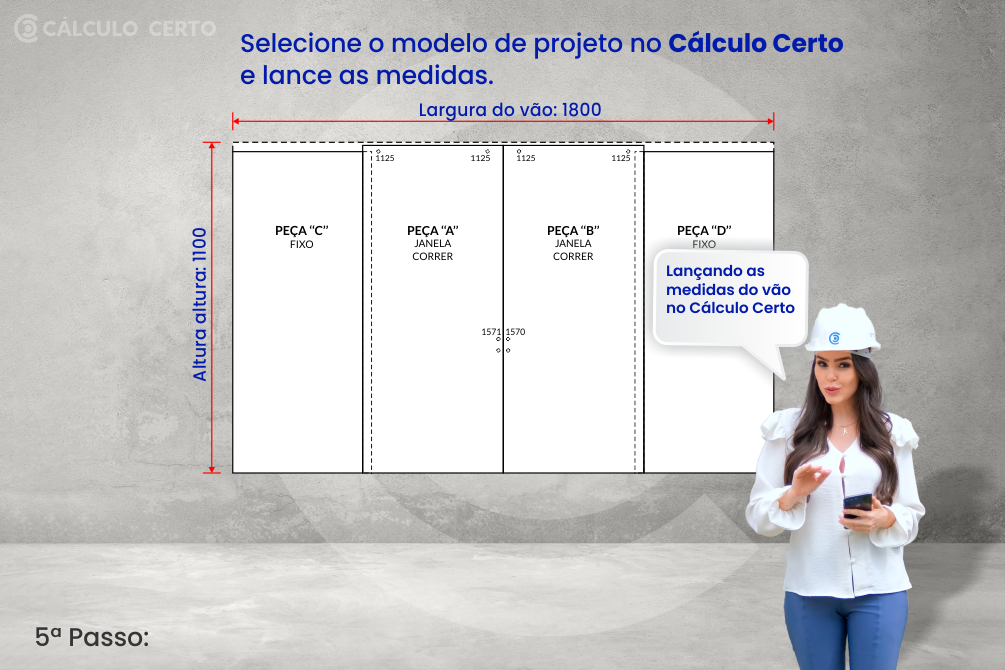 Medidas de vão para instalação de janela ou porta de vidro temperado